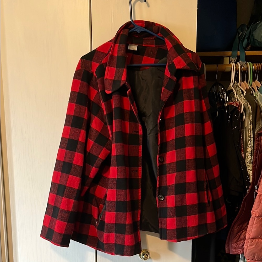Plaid Red and Black Women's Jacket